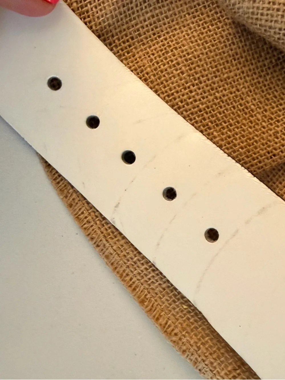 Vintage 80s Calderon USA Made White Leather  Belt Gold Buckle Size M GUC Blues